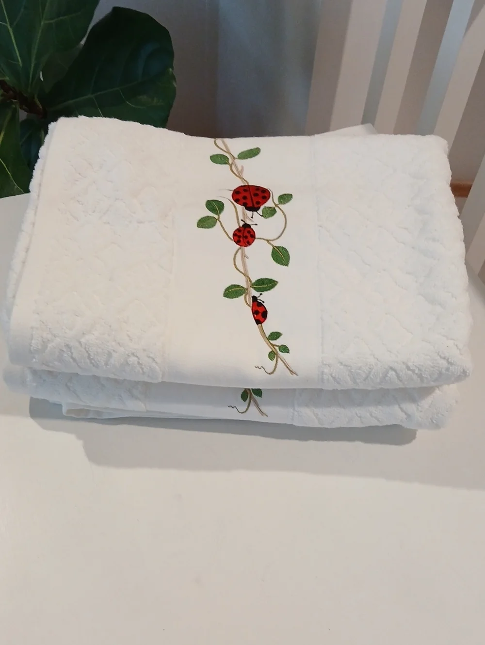 Ladybugs Bath Towels 100% Cotton Bianca Jacquard Portugal 27x49